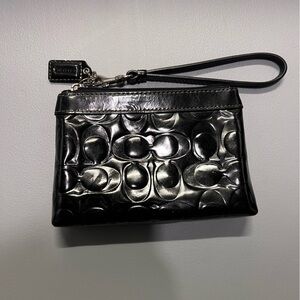 Coach Black Embossed Wristlet